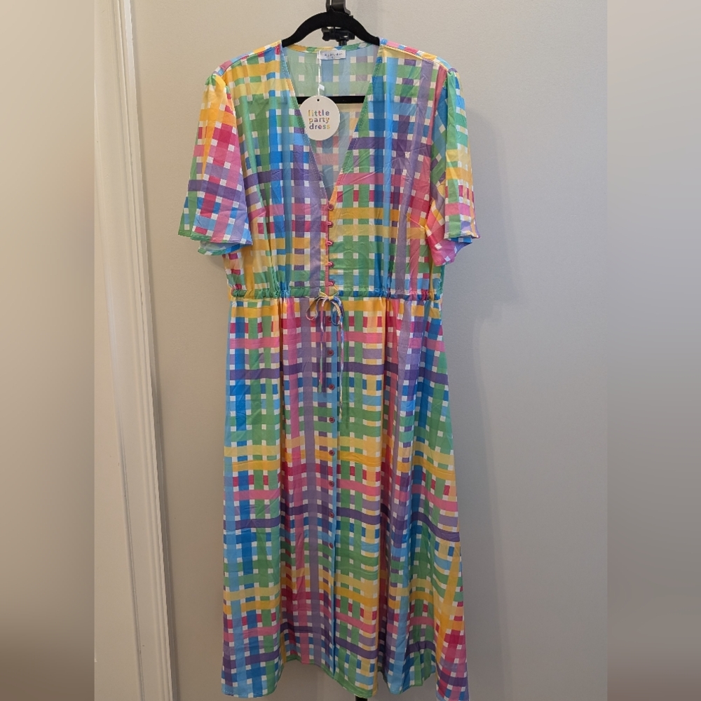 Colorful Plaid Women's Dress - Picture 2 of 6
